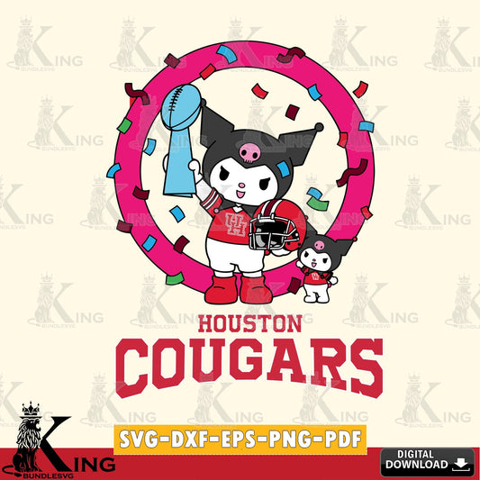 Houston Cougars Kuromi Football Champion SVG file, Cricut, Cut file  , Digital Download , Instant Download, Sanrio svg, Clipart
