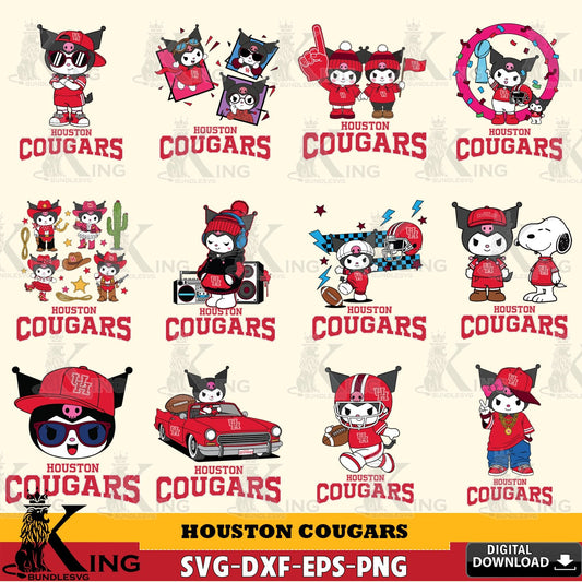 Houston Cougars Kuromi Football Jersey NCAA Bundle SVG file, Cricut, Cut file  , Digital Download , Instant Download, Sanrio svg, Clipart