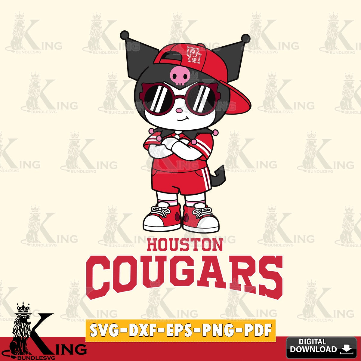 Houston Cougars Kuromi Football Jersey SVG file, Cricut, Cut file  , Digital Download , Instant Download, Sanrio svg, Clipart