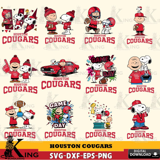 Houston Cougars Peanuts Football NCAA Bundle SVG, Cricut, Cut file  , Digital Download , Instant Download, Peanuts svg, NCAA svg, Football svg, Sport svg