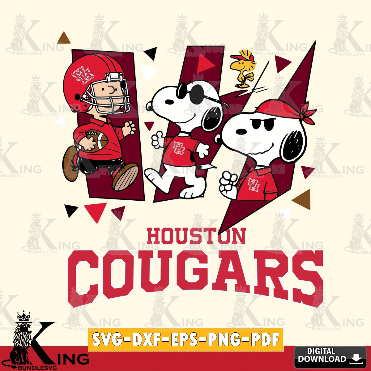 Houston Cougars Peanuts Joe Cool SVG, Cricut, Cut file  , Digital Download , Instant Download, Peanuts svg, NCAA svg, Football svg, Sport svg