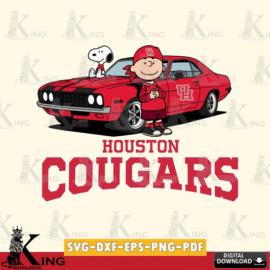Houston Cougars Peanuts Muscle Car SVG, Cricut, Cut file  , Digital Download , Instant Download, Peanuts svg, NCAA svg, Football svg, Sport svg