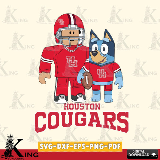 Houston Cougars Roblox & Bluey Football SVG file , NCAA Cricut,  File cut , Digital Download , PDF File