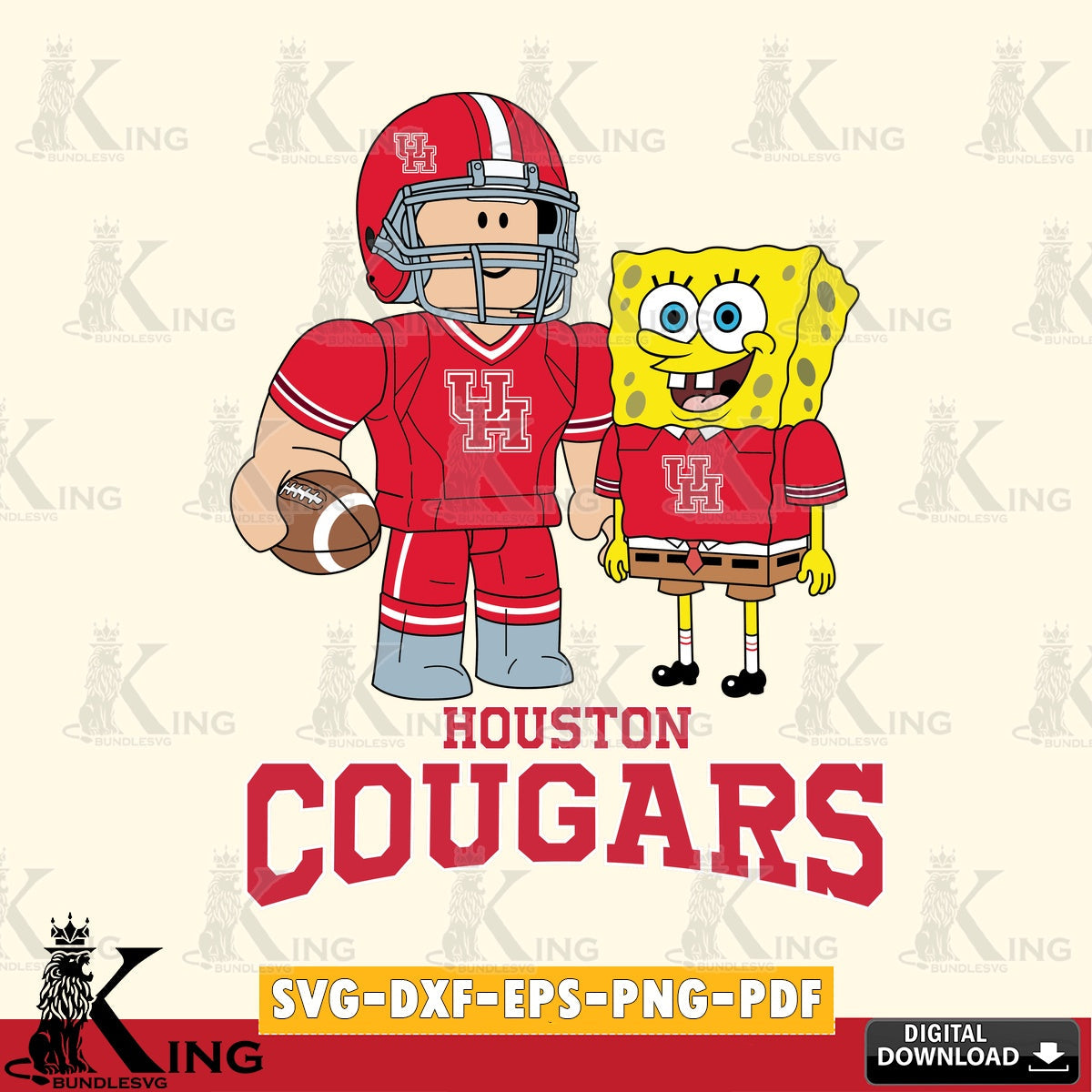 Houston Cougars Roblox & Spongebob Football SVG file , NCAA Cricut,  File cut , Digital Download , PDF File