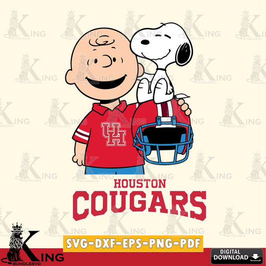 Houston Cougars Snoopy On Helmet SVG, Cricut, Cut file  , Digital Download , Instant Download, Peanuts svg, NCAA svg, Football svg, Sport svg
