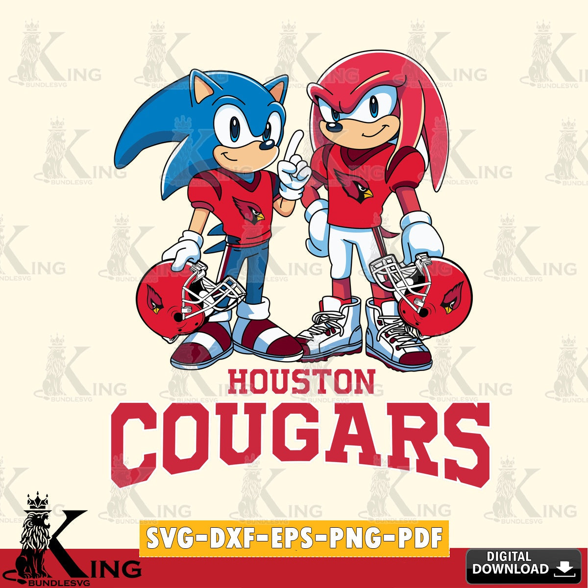 Houston Cougars Sonic And Knuckles Football SVG file, Vector , Digital Download , PDF File , Instant Download