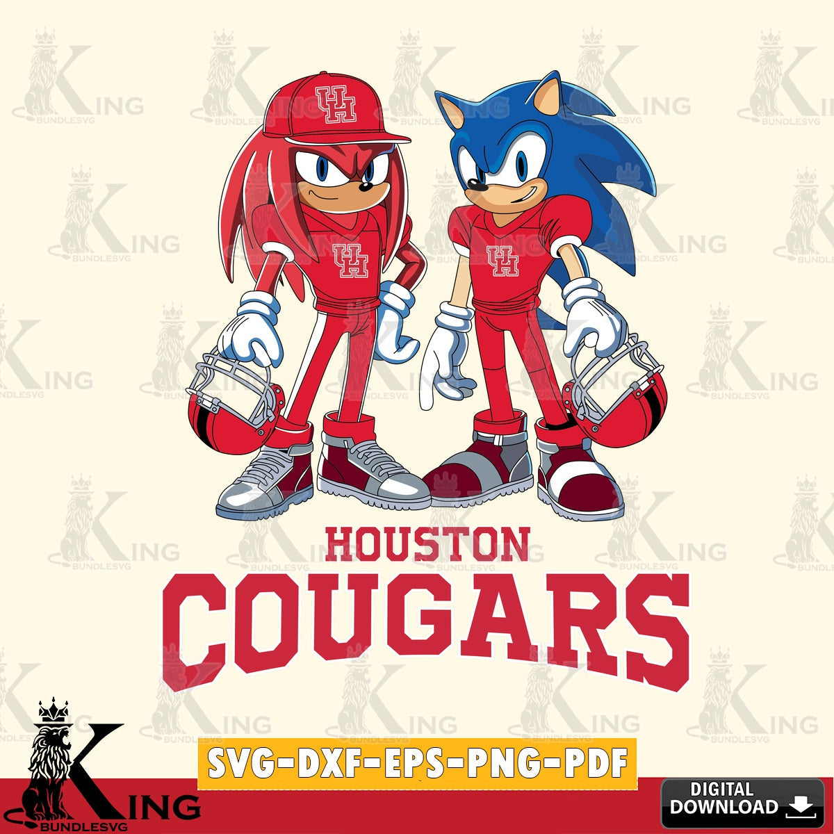 Houston Cougars Sonic And Knuckles Player Football SVG file, Vector , Digital Download , PDF File , Instant Download