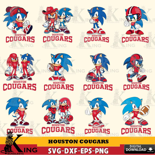 Houston Cougars Sonic & Knuckles NCAA FootballBundle SVG file, Vector , Digital Download , PDF File , Instant Download