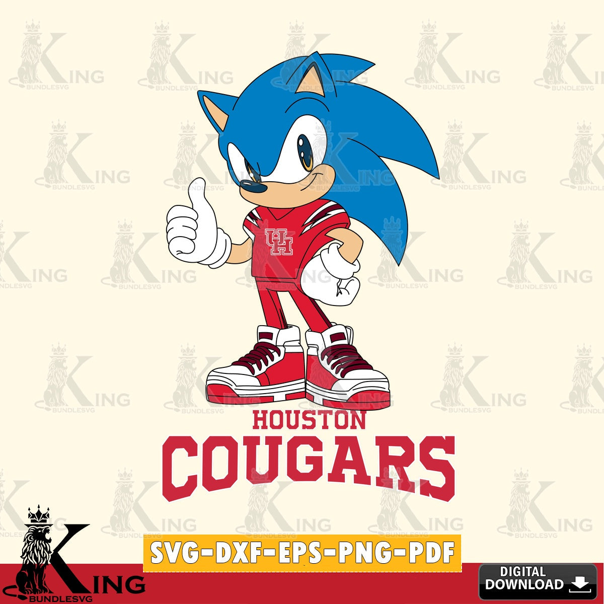 Unique artwork depicting a Houston Cougars Sonic Like Football, high-quality vector for DIY scrapbooking and home decor