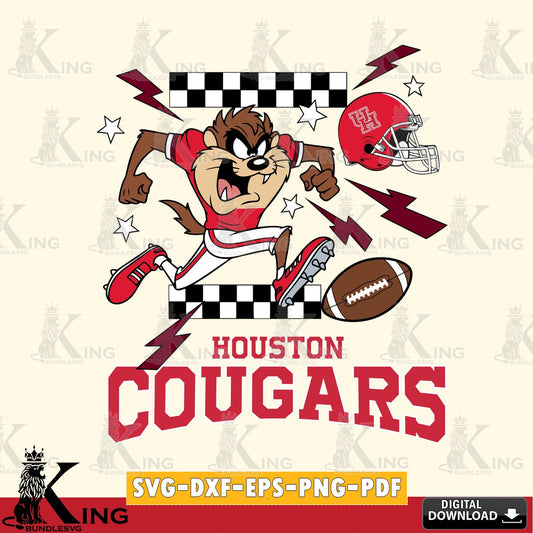 Houston Cougars Taz Football Lightning SVG file, Cut file  , Digital Download , Instant Download, Taz svg, NCAA svg