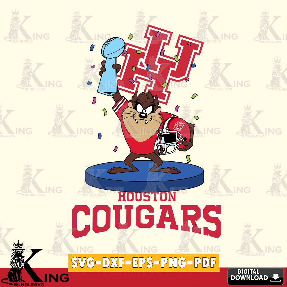 Houston Cougars Taz Trophy Podium SVG file, Cut file  , Digital Download , Instant Download, Taz svg, NCAA svg