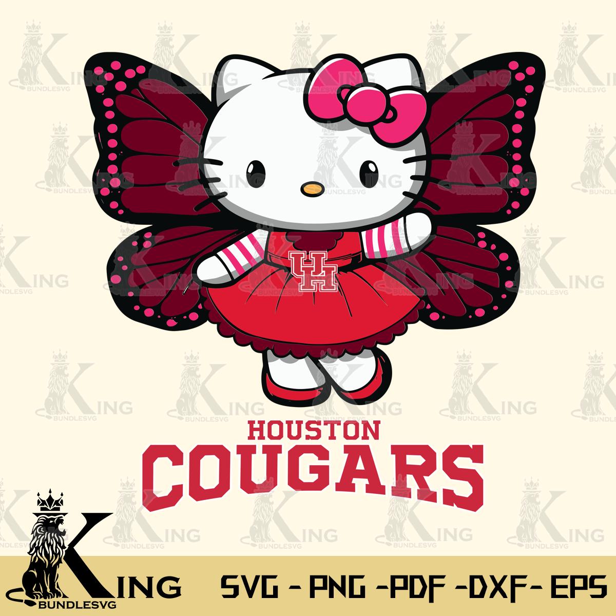 Houston Cougars Whimsical Kitty Wings Svg Eps Dxf Png File, Digital Download