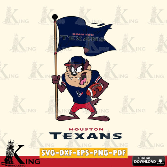 Houston Texans Football Taz Flag Art Cut file  , Digital Download , Instant Download, Looney Tunes svg, Football svg