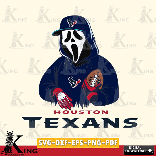 Artistic drawing of a Houston Texans Ghostface Scream football player, a cut file ideal for vinyl projects and T-shirt printing.