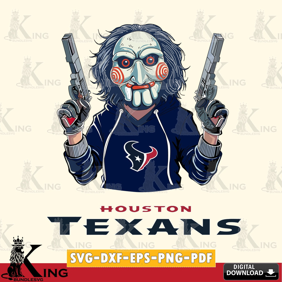 Digital download featuring a Houston Texans Jigsaw Billy Football printable vector design for sublimation and crafts