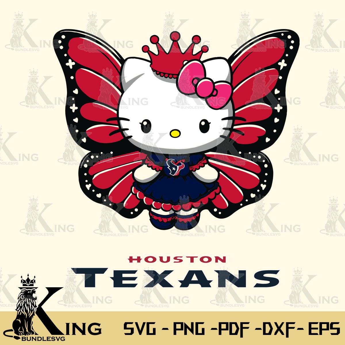 Houston Texans Kitty Wings & Flowers Svg Eps Dxf Png File, Digital Download