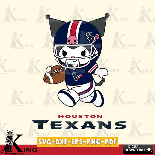 Houston Texans Kuromi Football Run SVG file, Cricut, Cut file  , Digital Download , Instant Download, Sanrio svg, Clipart