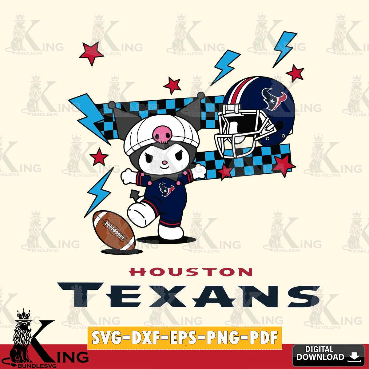 Houston Texans Kuromi Game Day SVG file, Cricut, Cut file  , Digital Download , Instant Download, Sanrio svg, Clipart
