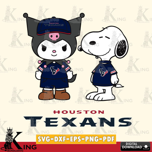 Houston Texans Kuromi Snoopy Football SVG file, Cricut, Cut file  , Digital Download , Instant Download, Sanrio svg, Clipart