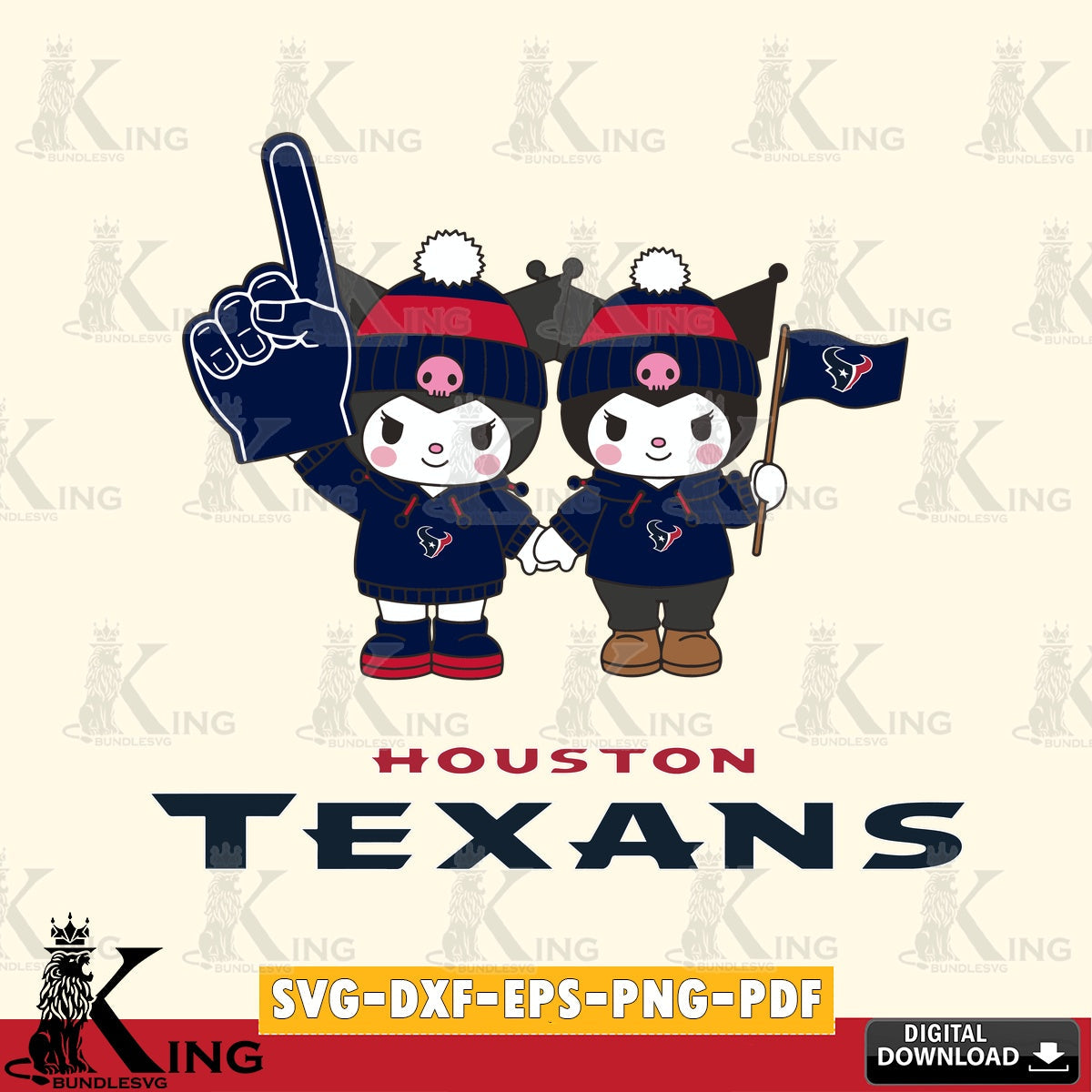 Houston Texans Kuromi rugby Fan SVG file, Cricut, Cut file  , Digital Download , Instant Download, Sanrio svg, Clipart