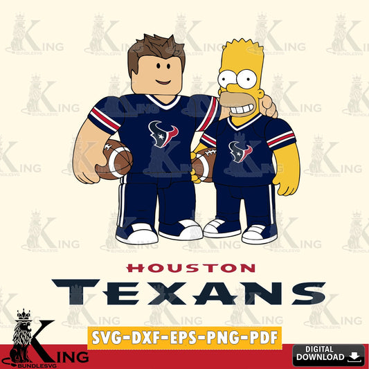 Stylish representation of Houston Texans Roblox & Homer Simpson Football, high-quality vector for DIY scrapbooking and home decor