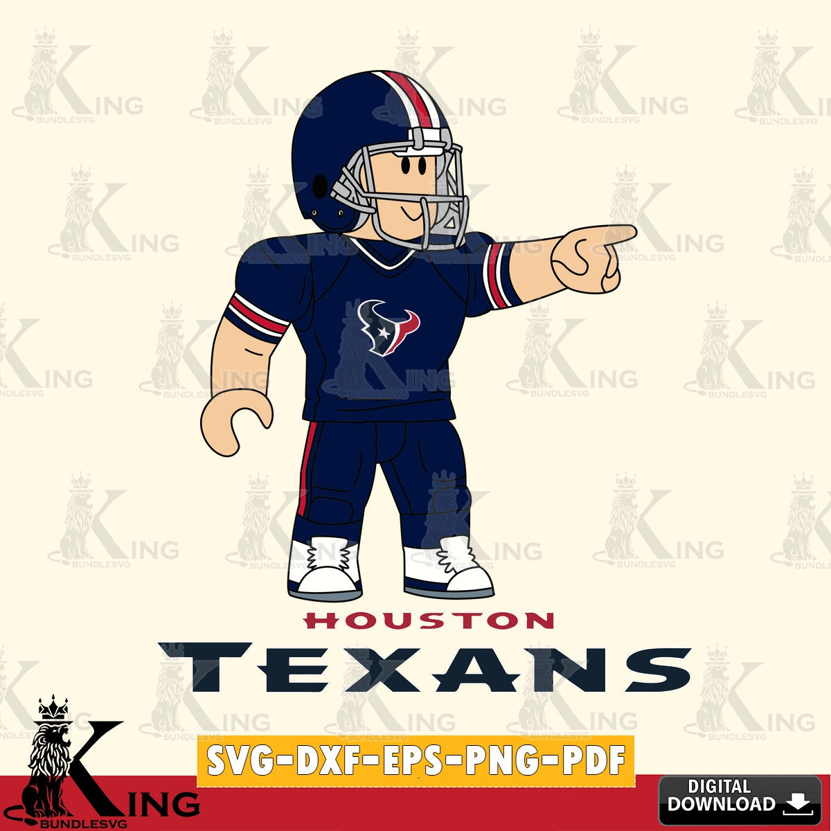 Houston Texans Roblox Player Football SVG file , Cricut, NFL  File cut , Digital Download , PDF File