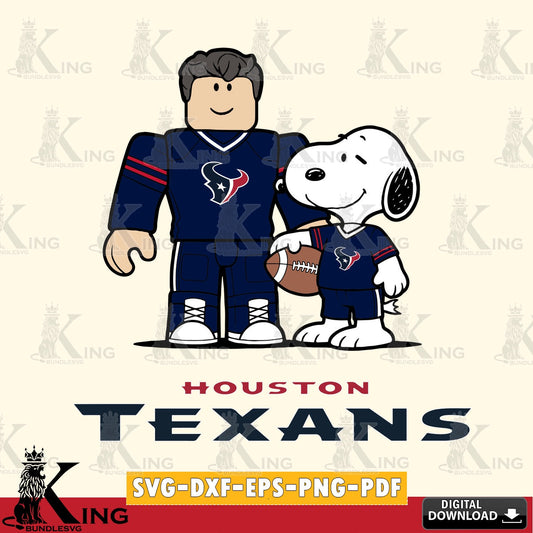 Digital download featuring Houston Texans Roblox & Snoopy Football, a high-quality vector for DIY scrapbooking and home decor.