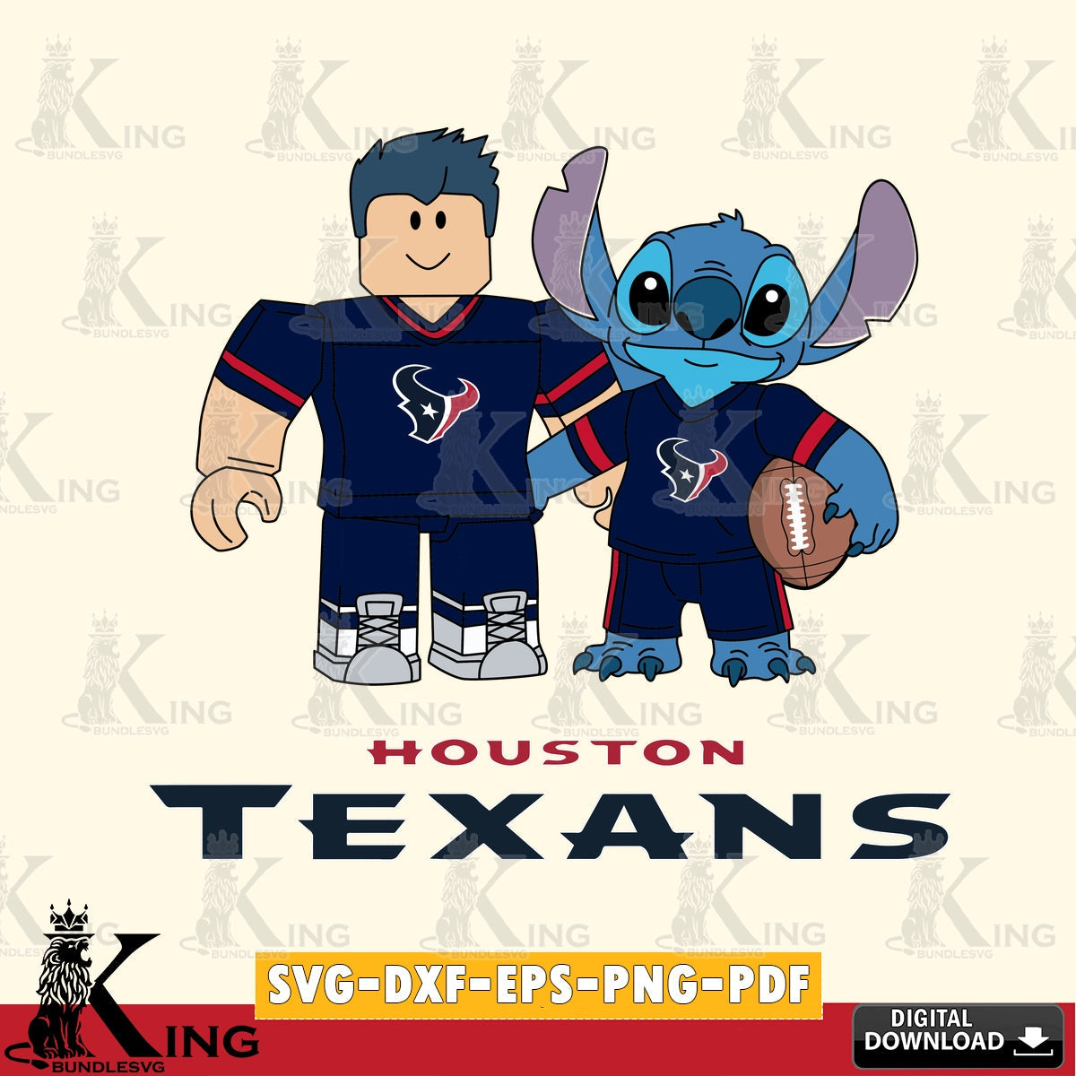 Houston Texans Roblox & Stitch Football SVG file , Cricut, NFL  File cut , Digital Download , PDF File