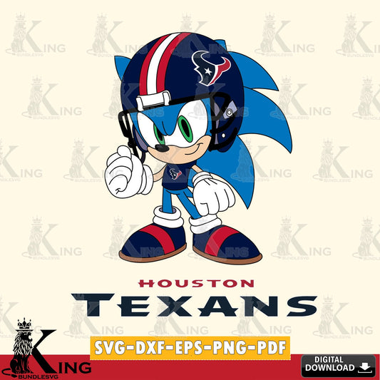 Custom design featuring Houston Texans Sonic Football Mascot SVG PNG files perfect for Cricut and Silhouette cutting