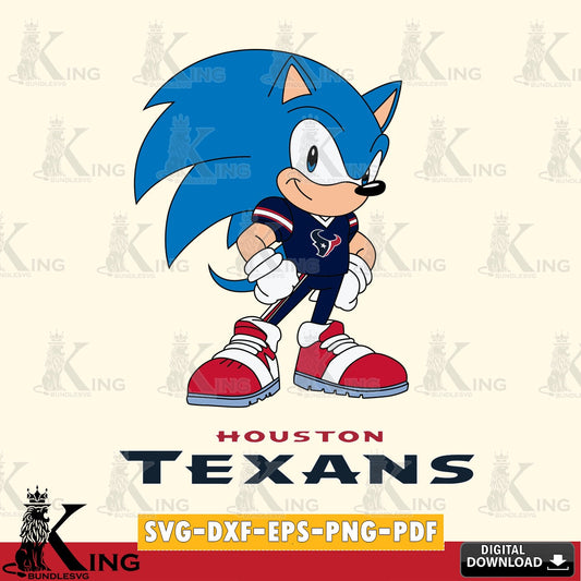 Vector design showing Houston Texans Sonic Football Star Mascot SVG PNG design suitable for Glowforge and laser cutting