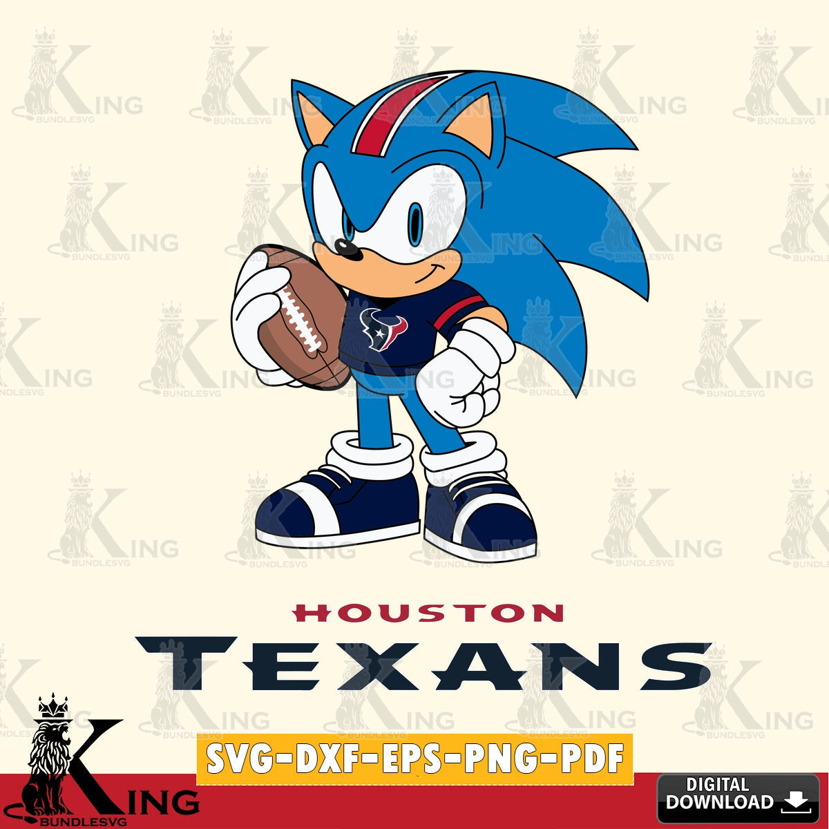 Unique artwork depicting Houston Texans Sonic Game Day Ready SVG PNG files perfect for Cricut and Silhouette cutting