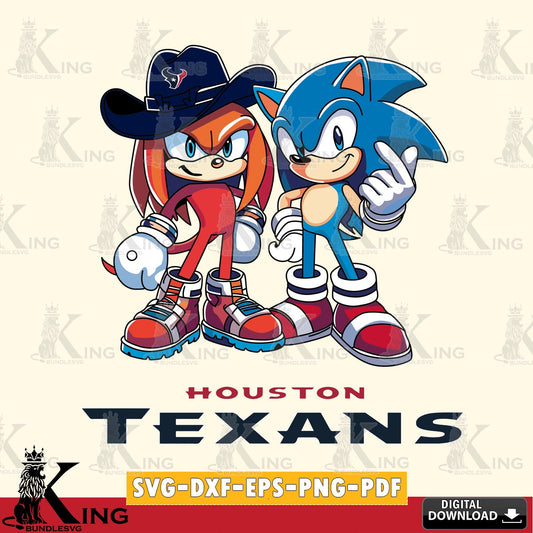 Detailed illustration of Houston Texans Sonic & Knuckles football mascot vector art for engraving, cutting, and printing.