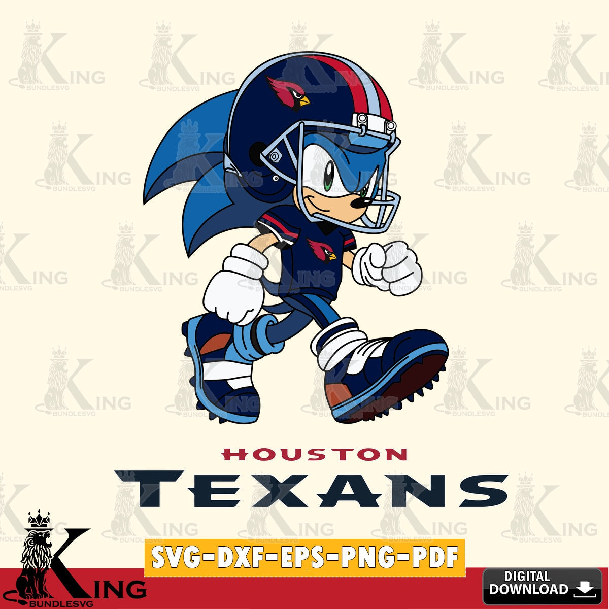 Hand-drawn style art of Houston Texans Sonic Ready Football, digital download for Cricut Maker and paper crafts