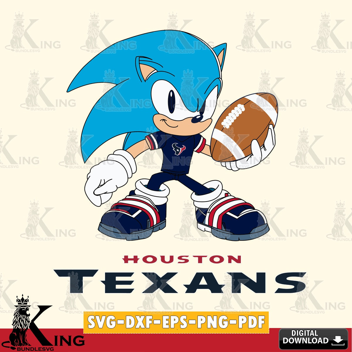 Hand-drawn style art of Houston Texans Sonic Rugby, printable vector design for sublimation and crafts