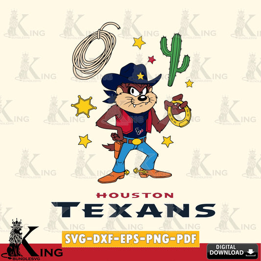 Houston Texans Taz Cowboy Western Cut file  , Digital Download , Instant Download, Looney Tunes svg, Football svg