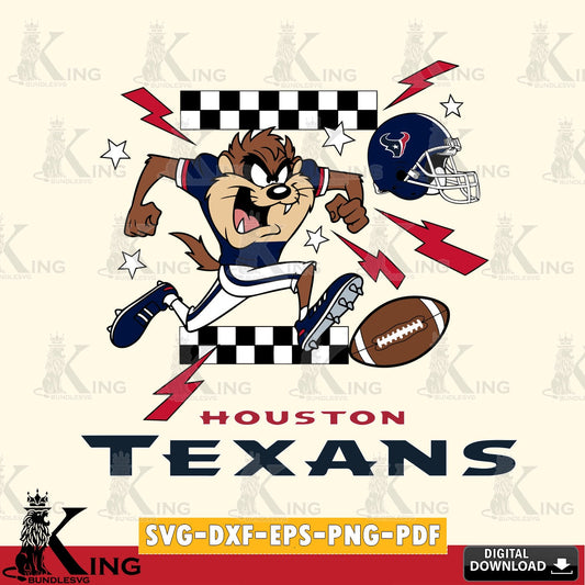 Houston Texans Taz Football Lightning Cut file  , Digital Download , Instant Download, Looney Tunes svg, Football svg
