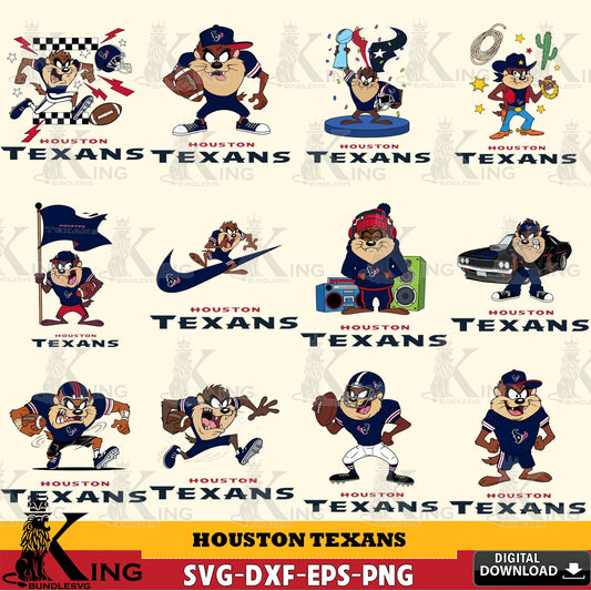 Houston Texans Taz (Looney Tunes) Football NFL Bundle Cut file  , Digital Download , Instant Download, Looney Tunes svg, Football svg