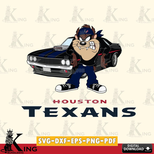 Houston Texans Taz Racing Car Cut file  , Digital Download , Instant Download, Looney Tunes svg, Football svg