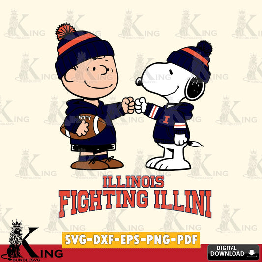 Illinois Fighting Illini CharlieBrown Football Fist Bump SVG, Cricut, Cut file  , Digital Download , Instant Download, Peanuts svg, NCAA svg, Football svg, Sport svg