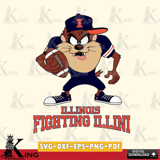 Illinois Fighting Illini Đồng phục bóng đá Taz SVG file, Cut file  , Digital Download , Instant Download, Taz svg, NCAA svg