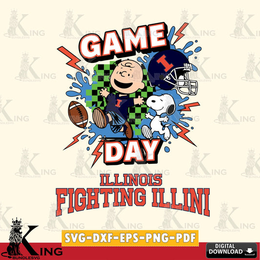 Illinois Fighting Illini Game Day Peanuts SVG, Cricut, Cut file  , Digital Download , Instant Download, Peanuts svg, NCAA svg, Football svg, Sport svg