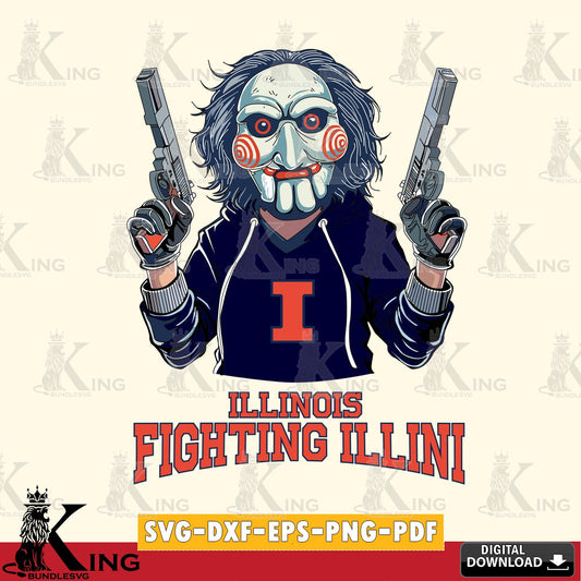 Stylish representation of Illinois Fighting Illini Jigsaw Billy Football digital clipart compatible with laser engraving and