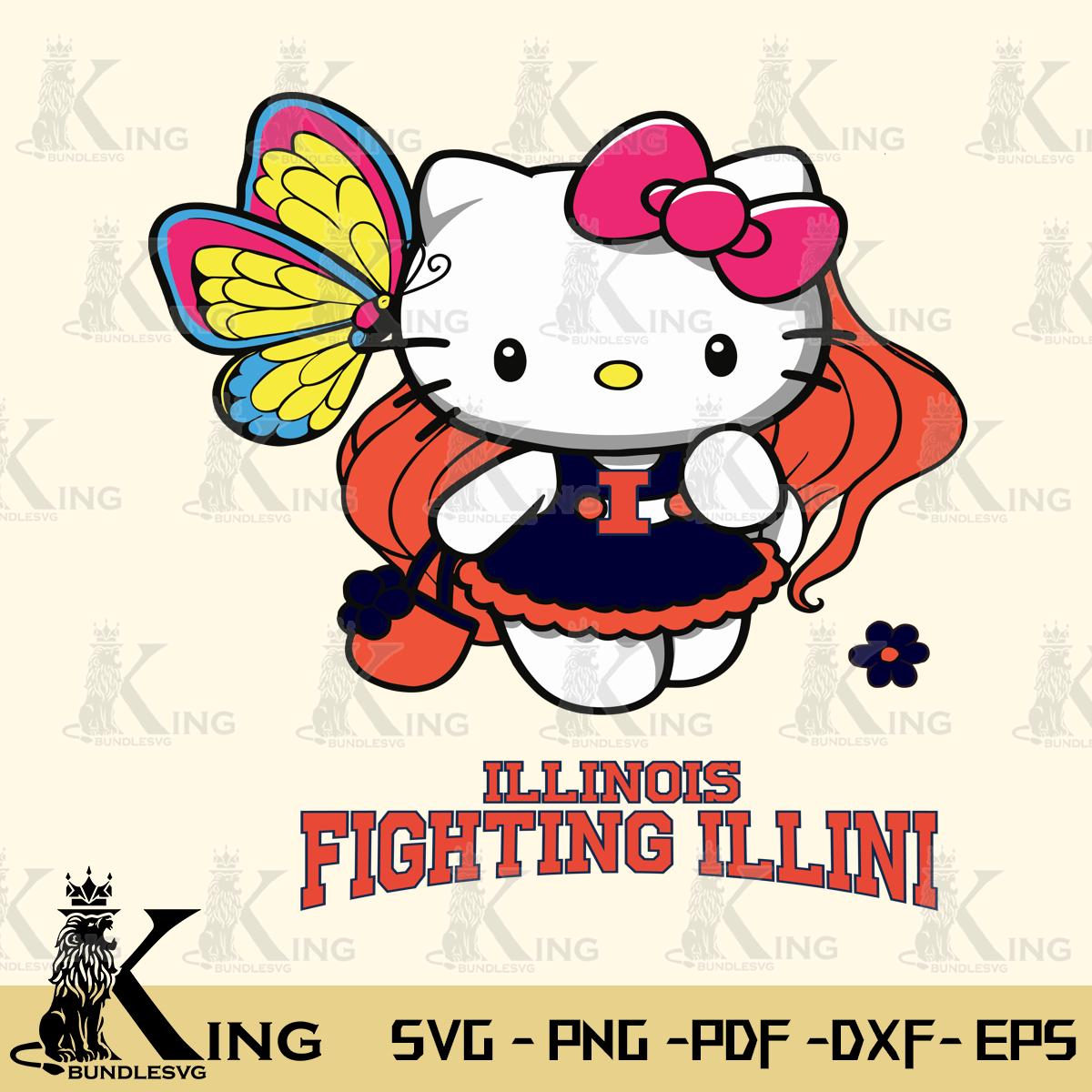 Illinois Fighting Illini Kitty Cartoon Svg Eps Dxf Png File, Digital Download