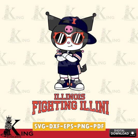 Illinois Fighting Illini Kuromi Football Jersey SVG file, Cricut, Cut file  , Digital Download , Instant Download, Sanrio svg, Clipart