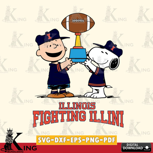 Illinois Fighting Illini Peanuts Football Trophy SVG, Cricut, Cut file  , Digital Download , Instant Download, Peanuts svg, NCAA svg, Football svg, Sport svg