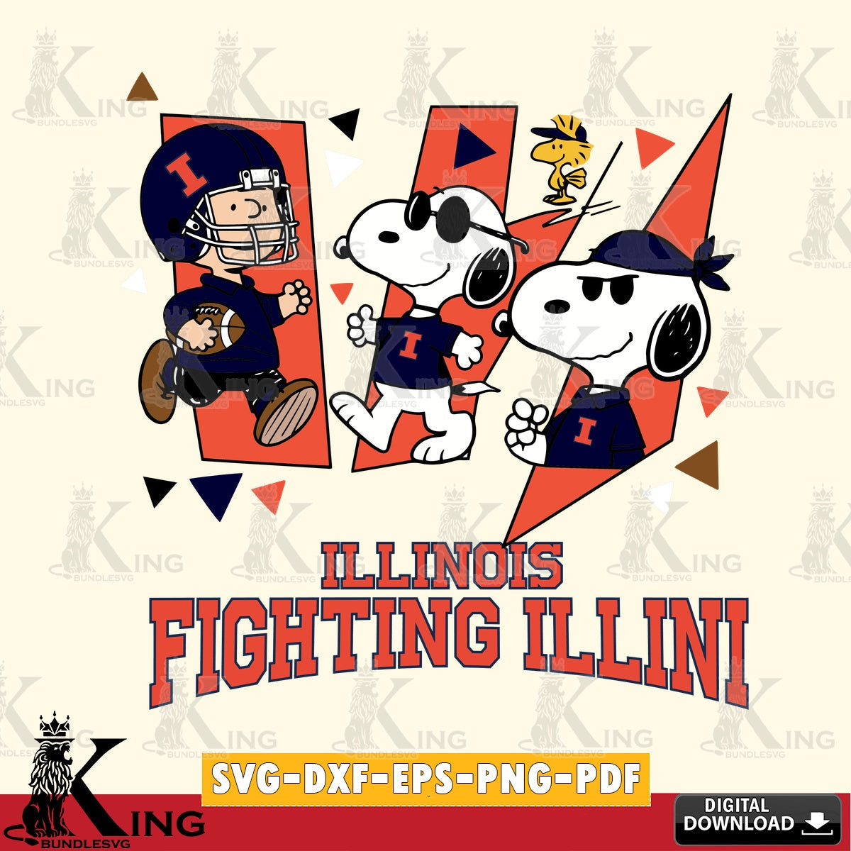 Illinois Fighting Illini Peanuts Joe Cool SVG, Cricut, Cut file  , Digital Download , Instant Download, Peanuts svg, NCAA svg, Football svg, Sport svg