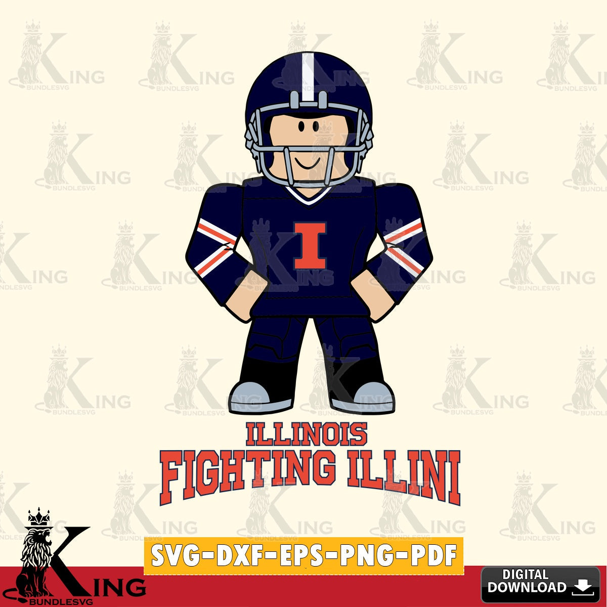 Illinois Fighting Illini Roblox Cool Football SVG file , NCAA Cricut,  File cut , Digital Download , PDF File