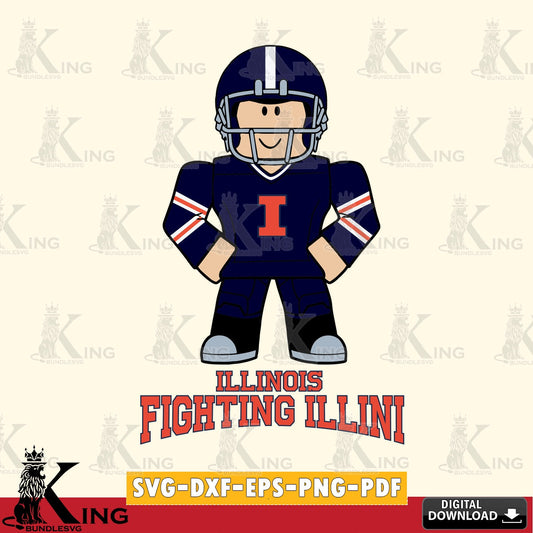 Illinois Fighting Illini Roblox Cool Football SVG file , NCAA Cricut,  File cut , Digital Download , PDF File