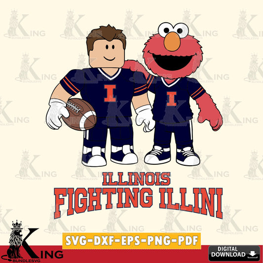 Illinois Fighting Illini Roblox & Elmo Football SVG file , NCAA Cricut,  File cut , Digital Download , PDF File