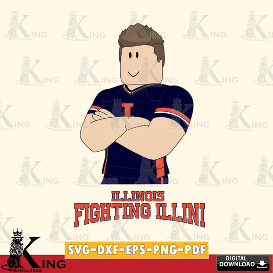 Illinois Fighting Illini Roblox Football SVG file , NCAA Cricut,  File cut , Digital Download , PDF File